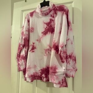 PINK Victoria's Secret Pink and White Tie-Dye Turtleneck sweatshirt